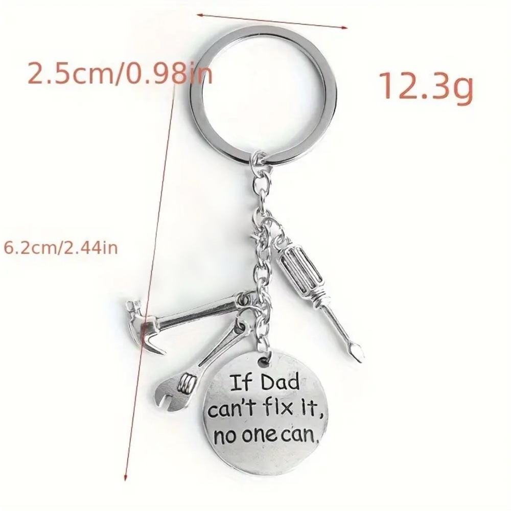 Silver Keychain with Tools Charm - Picture 4 of 4